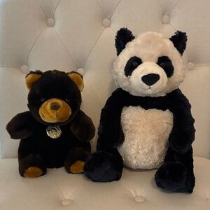 Plush Panda and Brown Bear 15” and 9”